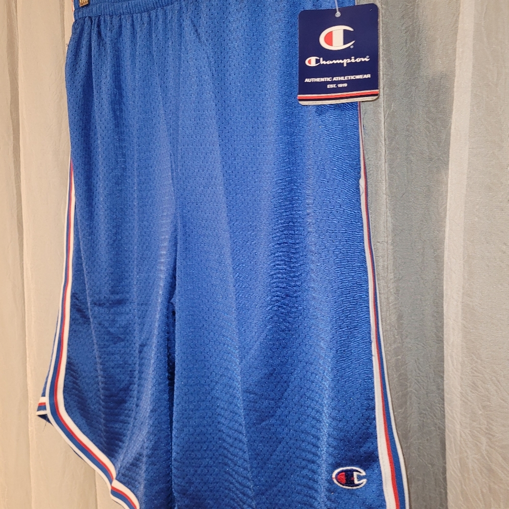 NWT Champion mesh shorts - Team Blue with red & white striping - Men’s size XL